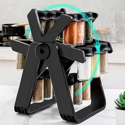 18 Jar Rotating Spice Rack – منظم بهارات دوار للمطبخ