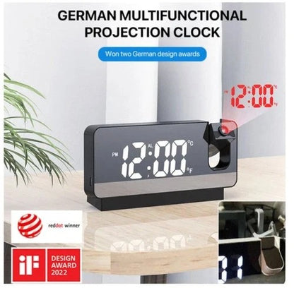 7.4-Inch Projection Alarm Clock – ساعة منبه رقمية بإسقاط الوقت وإضاءة RGB