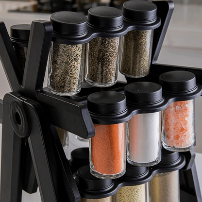 18 Jar Rotating Spice Rack – منظم بهارات دوار للمطبخ