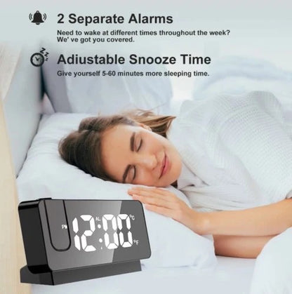 7.4-Inch Projection Alarm Clock – ساعة منبه رقمية بإسقاط الوقت وإضاءة RGB